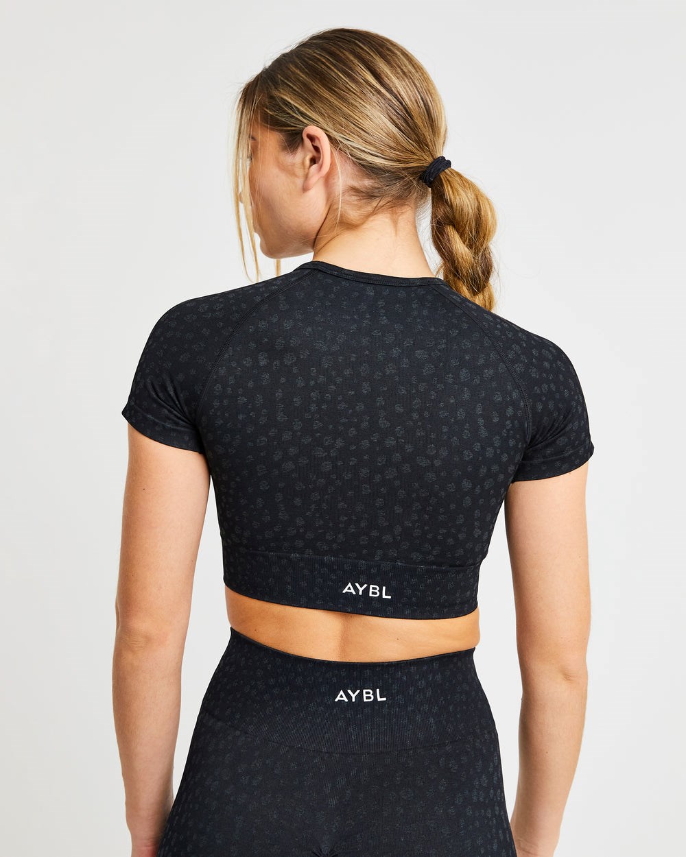 AYBL Evolve Speckle Seamless Crop Top Negras | JRWBU6098