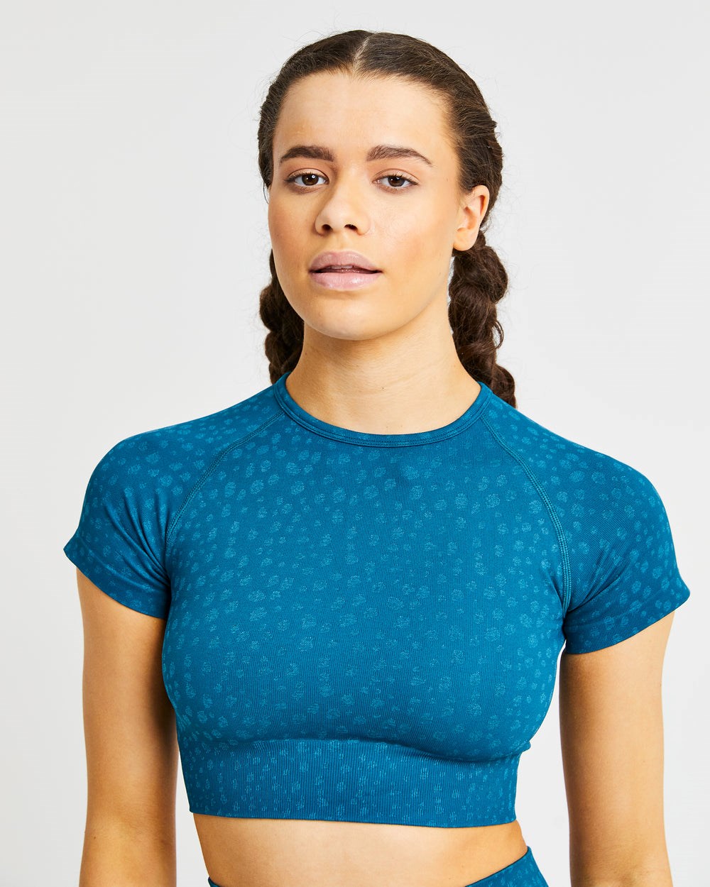 AYBL Evolve Speckle Seamless Crop Top Teal | HDEON3270