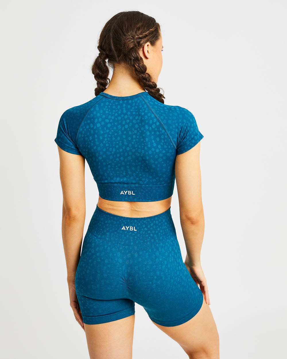 AYBL Evolve Speckle Seamless Crop Top Teal | SHYFK3840