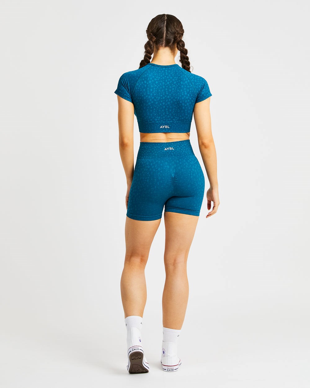 AYBL Evolve Speckle Seamless Crop Top Teal | SHYFK3840