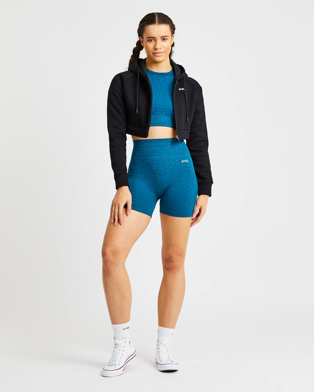 AYBL Evolve Speckle Seamless Crop Top Teal | SHYFK3840