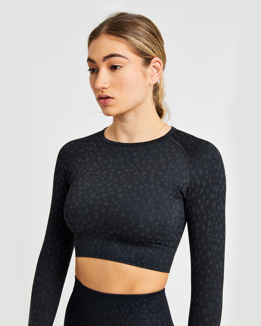 AYBL Evolve Speckle Seamless Long Sleeve Crop Top Negras | BWMDN9854