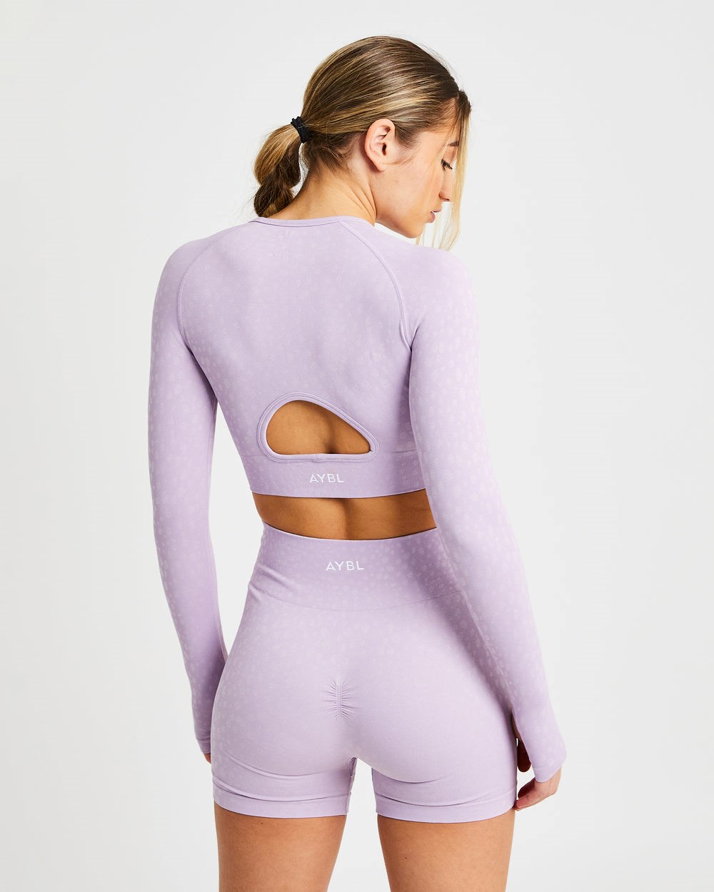 AYBL Evolve Speckle Seamless Long Sleeve Crop Top Lilac | CBZSW5912