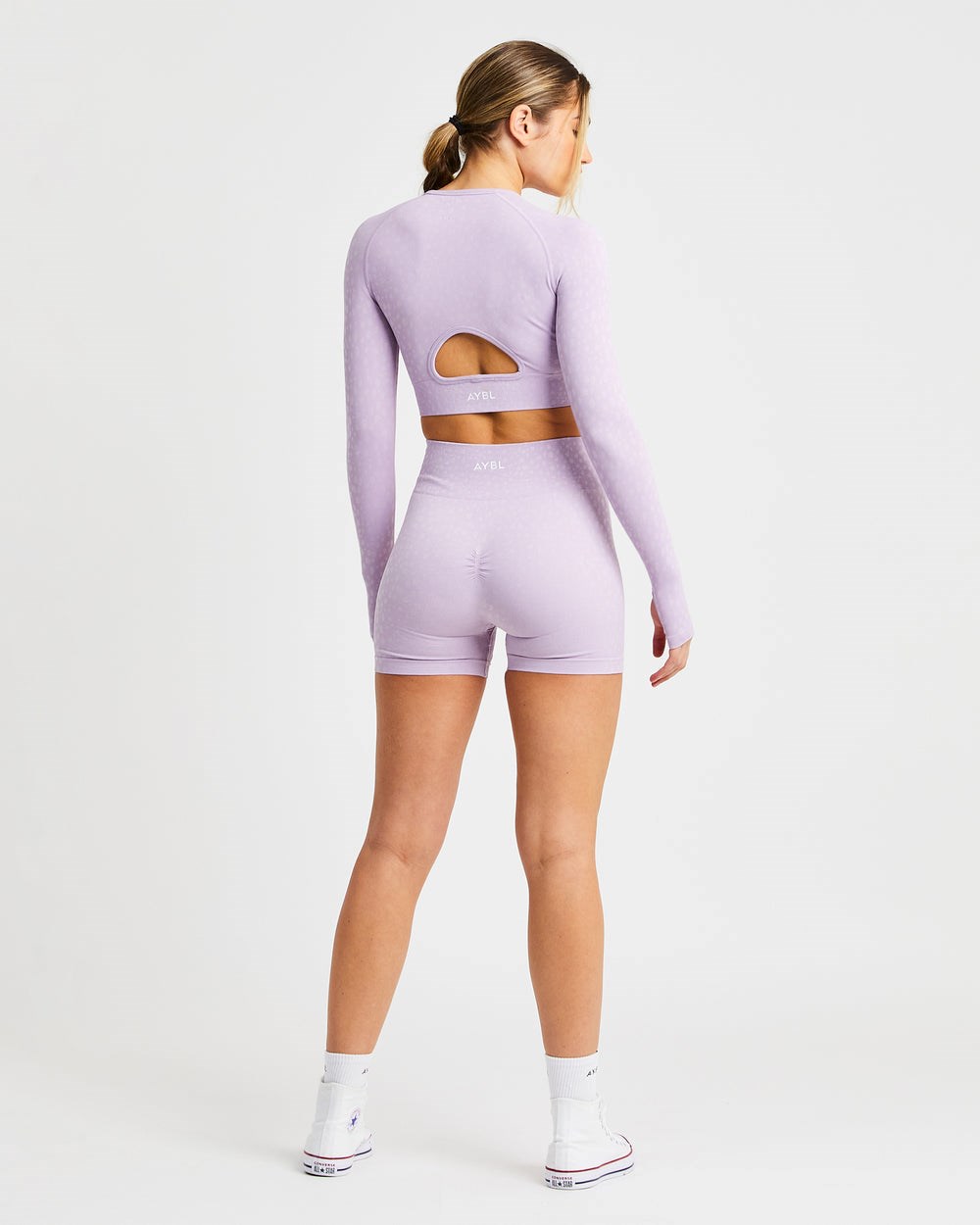 AYBL Evolve Speckle Seamless Long Sleeve Crop Top Lilac | CBZSW5912