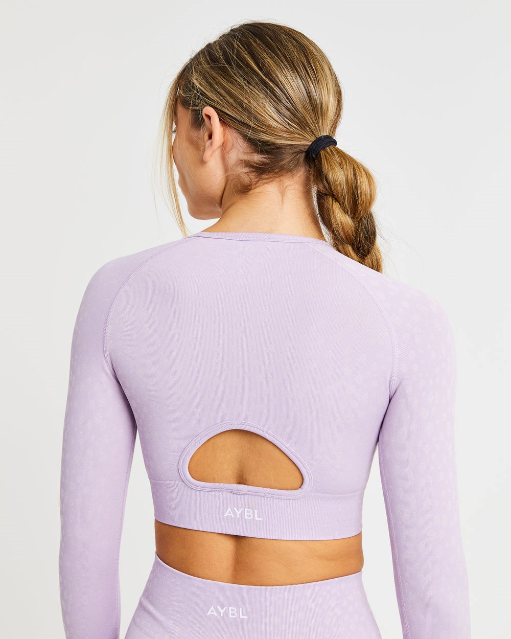 AYBL Evolve Speckle Seamless Long Sleeve Crop Top Lilac | CBZSW5912