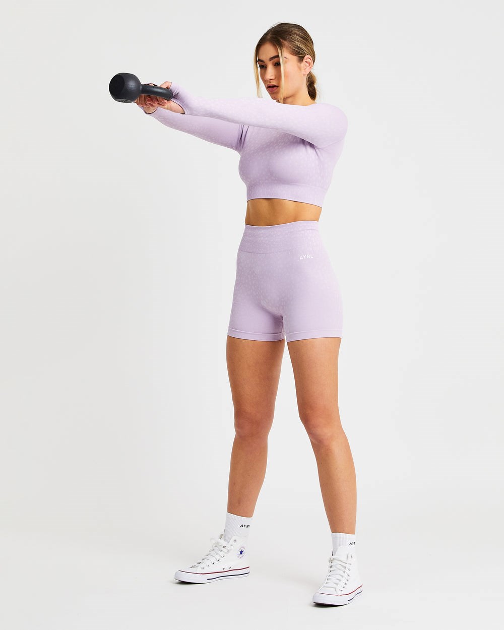 AYBL Evolve Speckle Seamless Long Sleeve Crop Top Lilac | CBZSW5912