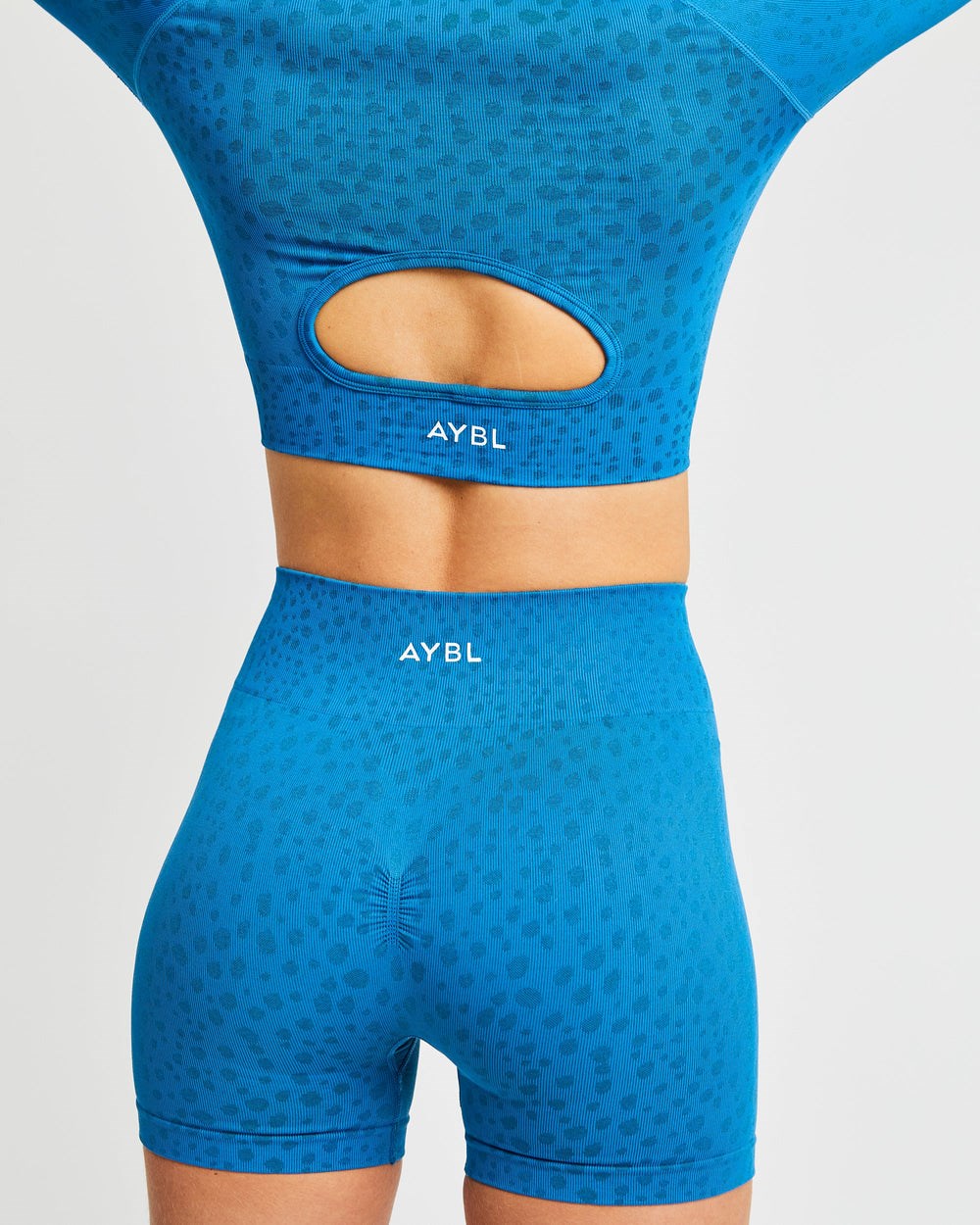 AYBL Evolve Speckle Seamless Long Sleeve Crop Top Azules | ECRLO0159