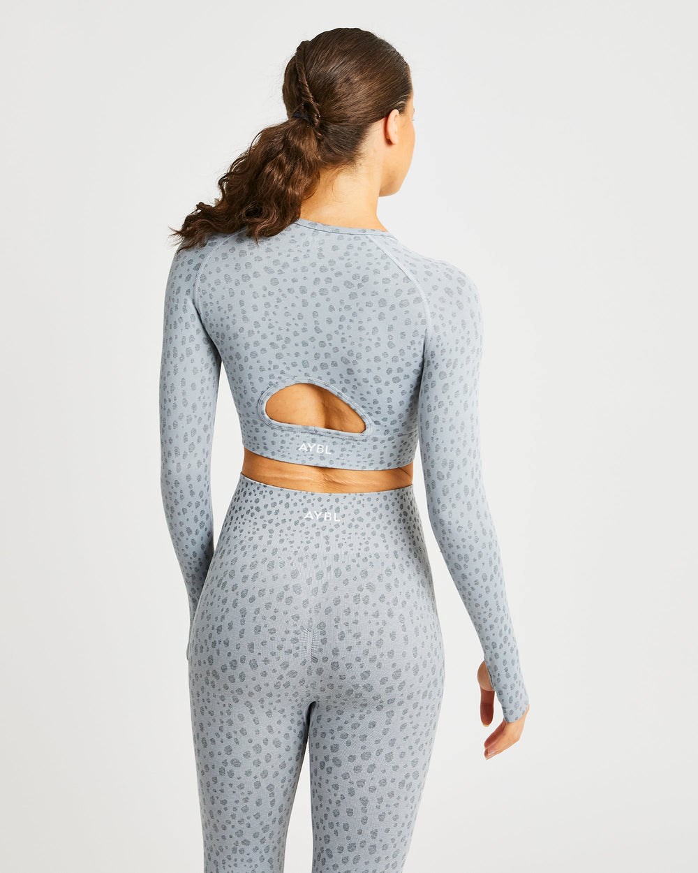 AYBL Evolve Speckle Seamless Long Sleeve Crop Top Gris Claro | ENVUL1786