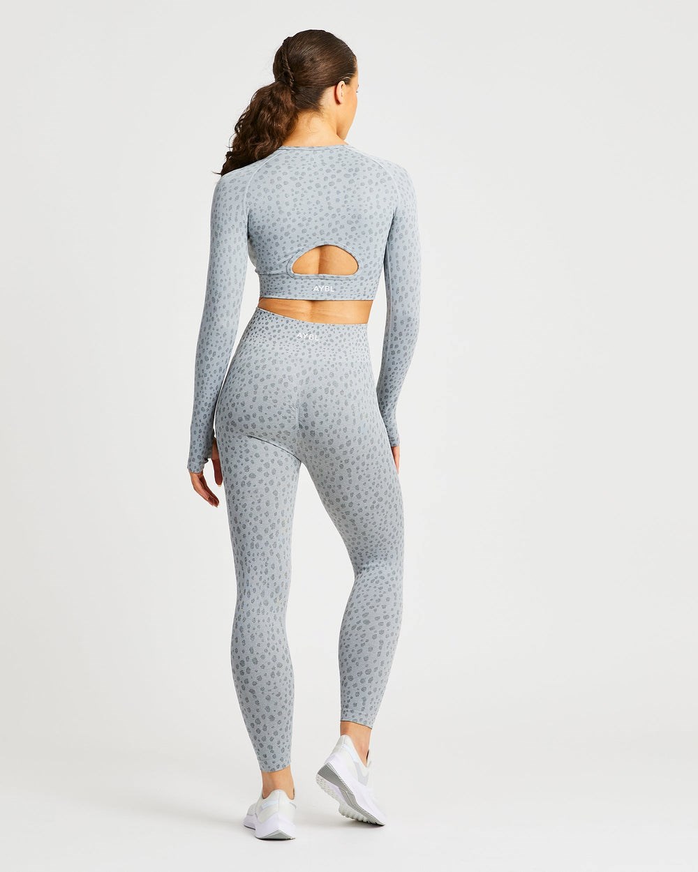 AYBL Evolve Speckle Seamless Long Sleeve Crop Top Gris Claro | ENVUL1786