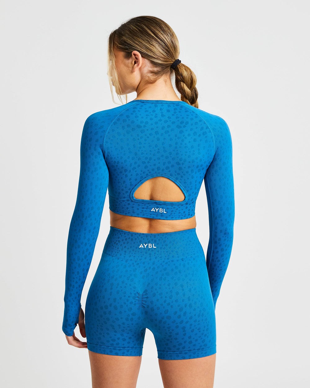 AYBL Evolve Speckle Seamless Long Sleeve Crop Top Azules | KRVCF7639