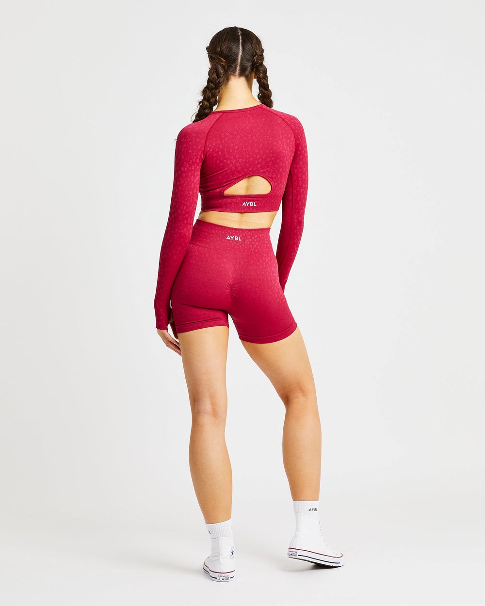 AYBL Evolve Speckle Seamless Long Sleeve Crop Top Raspberry | OFHQS4520