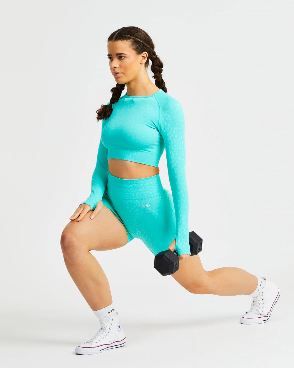 AYBL Evolve Speckle Seamless Long Sleeve Crop Top Verde | SHDJU8206