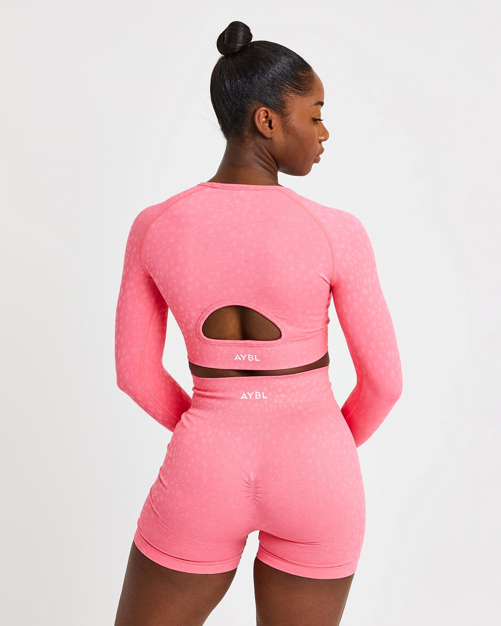 AYBL Evolve Speckle Seamless Long Sleeve Crop Top Coral Rosas | VSHKG6473