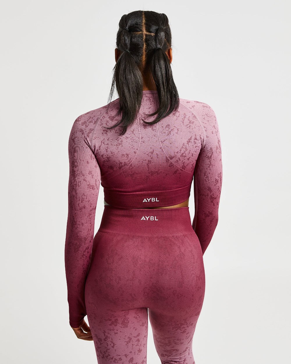 AYBL Flare Seamless Long Sleeve Crop Top Plum | FENZS7250