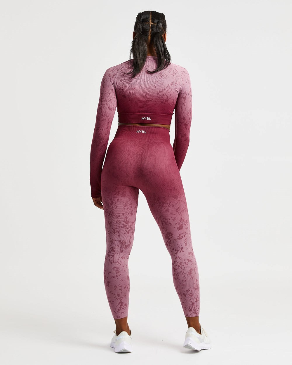 AYBL Flare Seamless Long Sleeve Crop Top Plum | FENZS7250