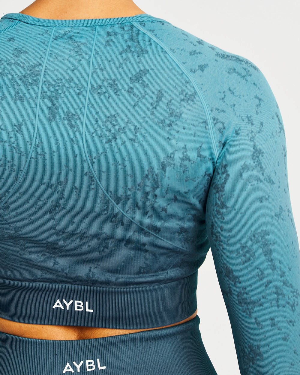 AYBL Flare Seamless Long Sleeve Crop Top Teal | HACQY3218