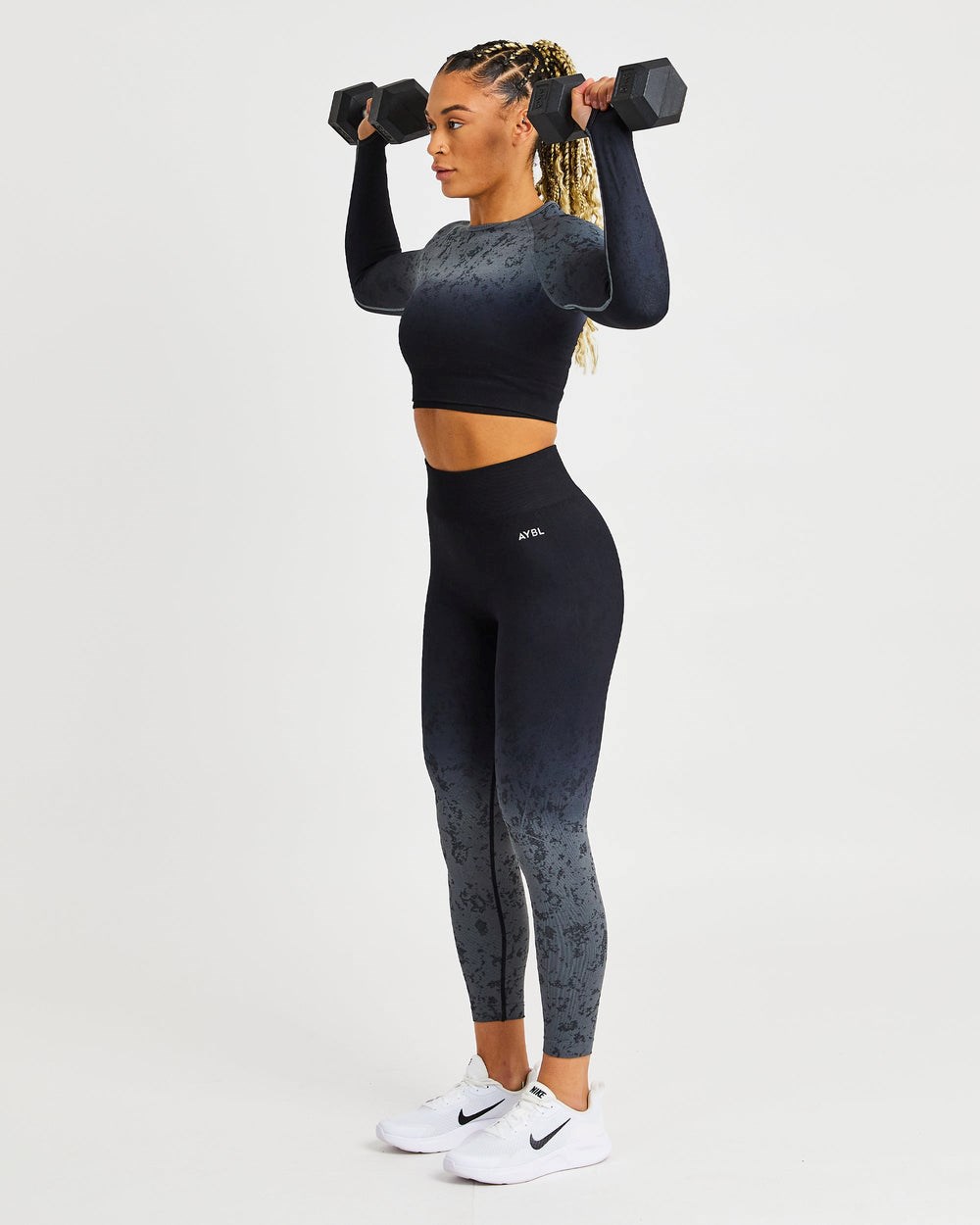 AYBL Flare Seamless Long Sleeve Crop Top Negras | HOPFT4321