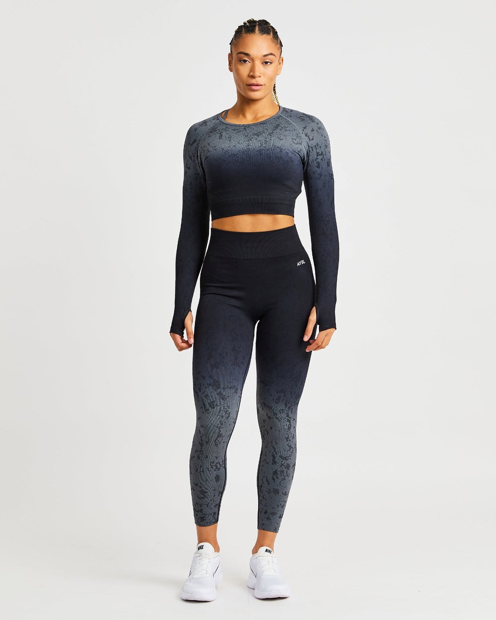 AYBL Flare Seamless Long Sleeve Crop Top Negras | OUYZC5120