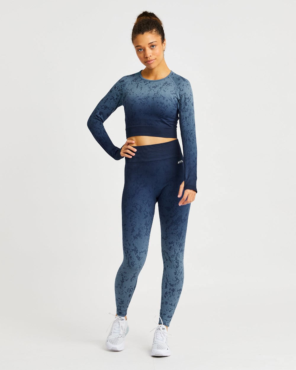 AYBL Flare Seamless Long Sleeve Crop Top Azules | UZPFA8201