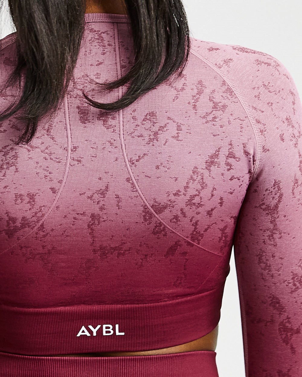 AYBL Flare Seamless Long Sleeve Crop Top Plum | YPCGU8453