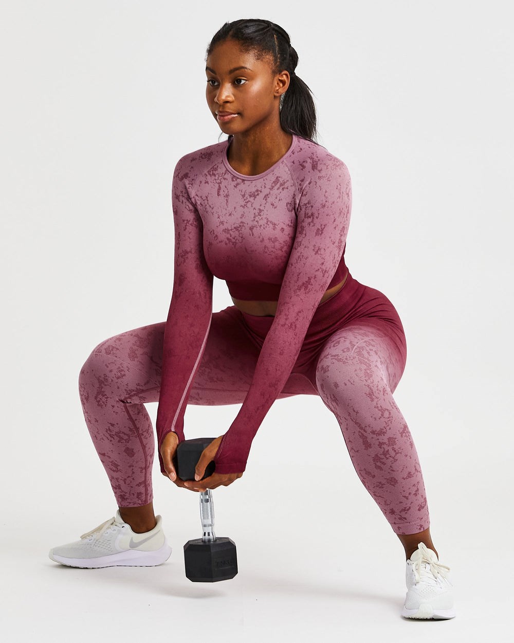 AYBL Flare Seamless Long Sleeve Crop Top Plum | YPCGU8453