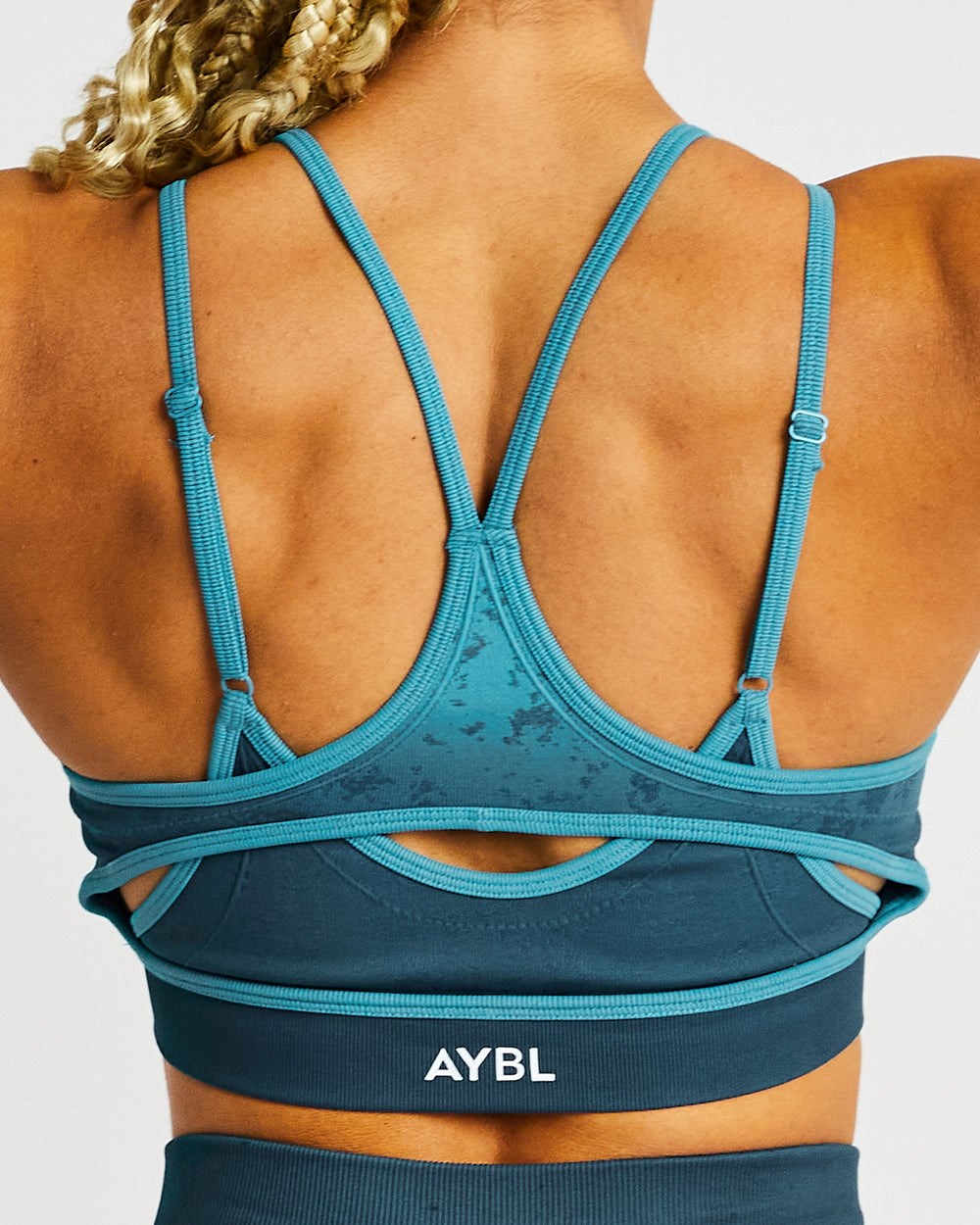 AYBL Flare Seamless Sports Bra Teal | DTMVR0539