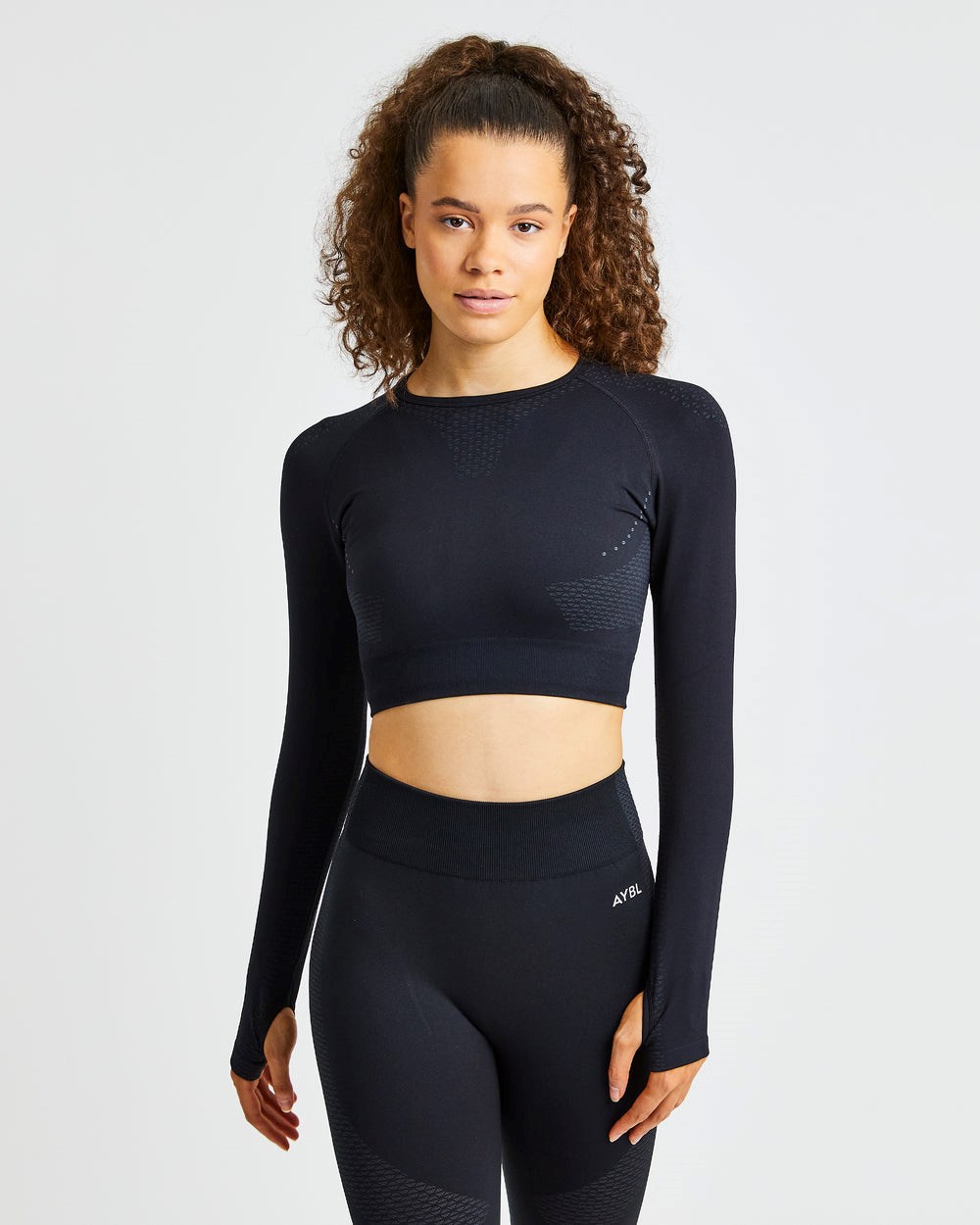 AYBL Ignite Seamless Long Sleeve Crop Top Negras | ATURC7516