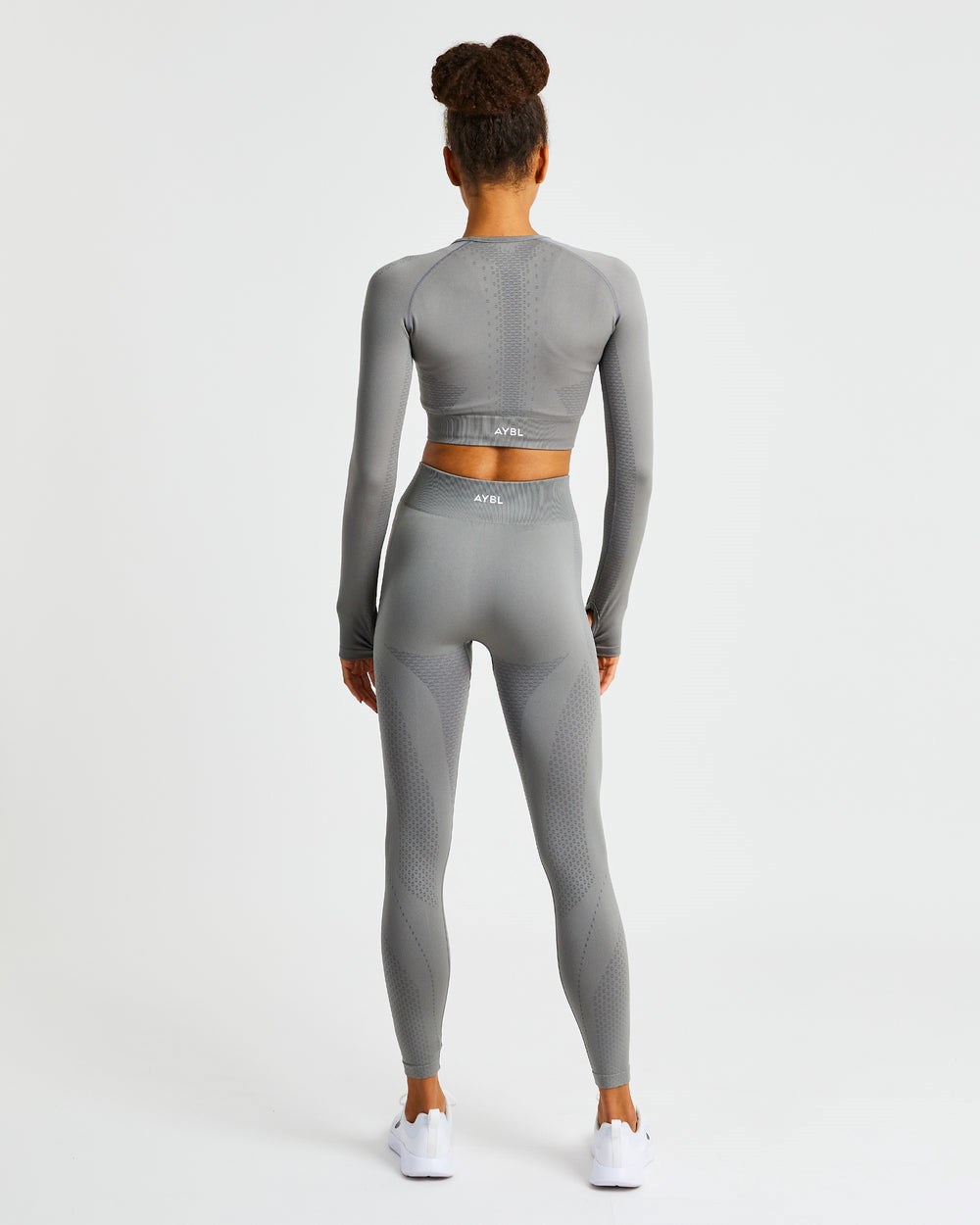 AYBL Ignite Seamless Long Sleeve Crop Top Gris | FIZEM4157