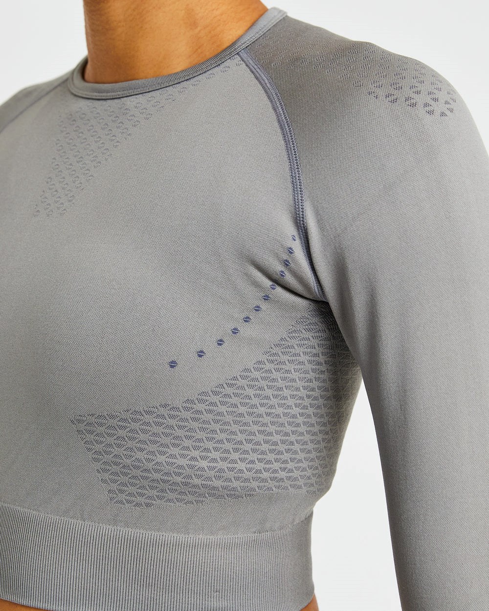 AYBL Ignite Seamless Long Sleeve Crop Top Gris | FIZEM4157