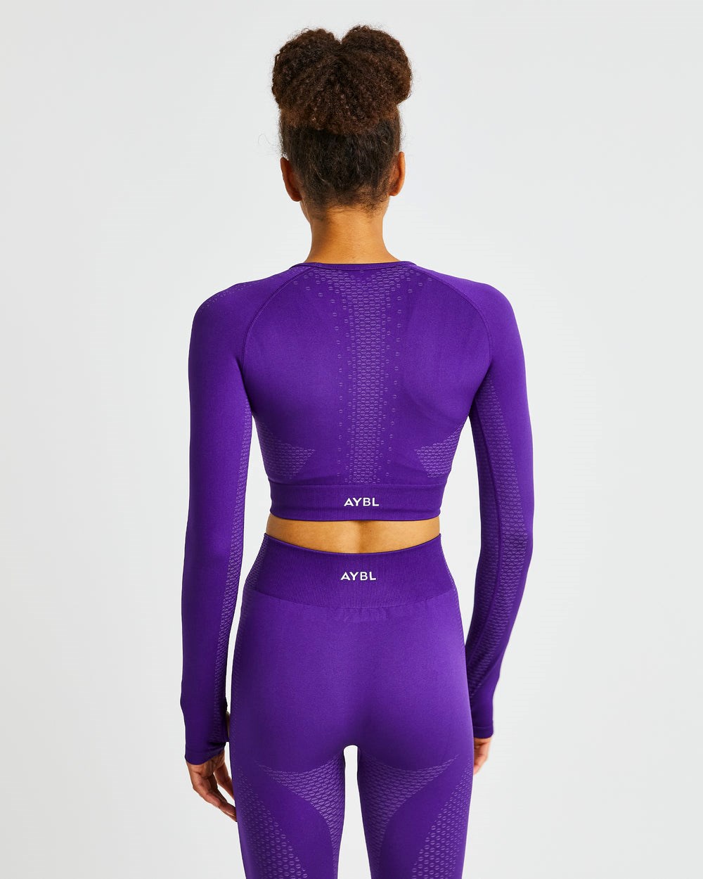 AYBL Ignite Seamless Long Sleeve Crop Top Moradas | JXPIA6179