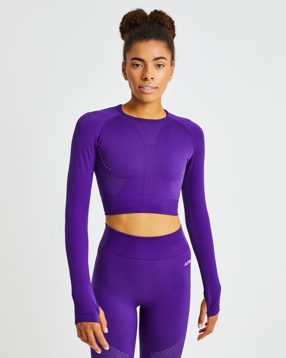 AYBL Ignite Seamless Long Sleeve Crop Top Moradas | JXPIA6179