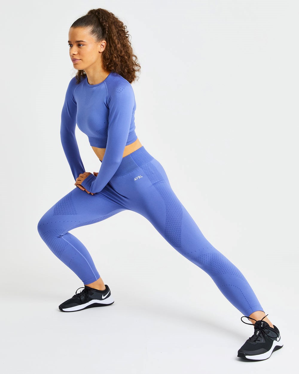 AYBL Ignite Seamless Long Sleeve Crop Top Azules | PGYVI1263