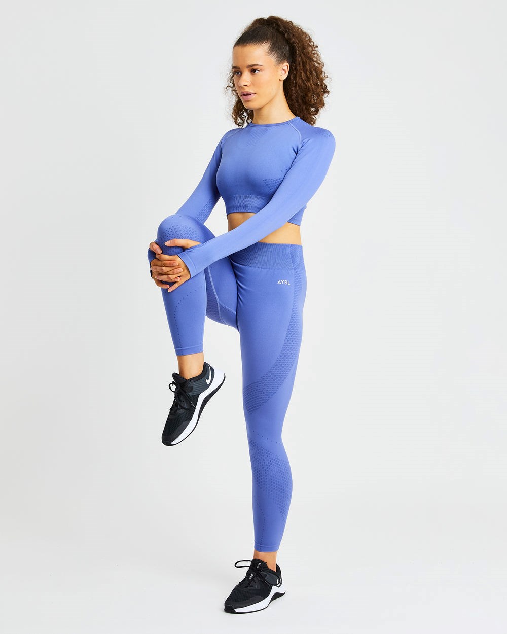 AYBL Ignite Seamless Long Sleeve Crop Top Azules | PGYVI1263