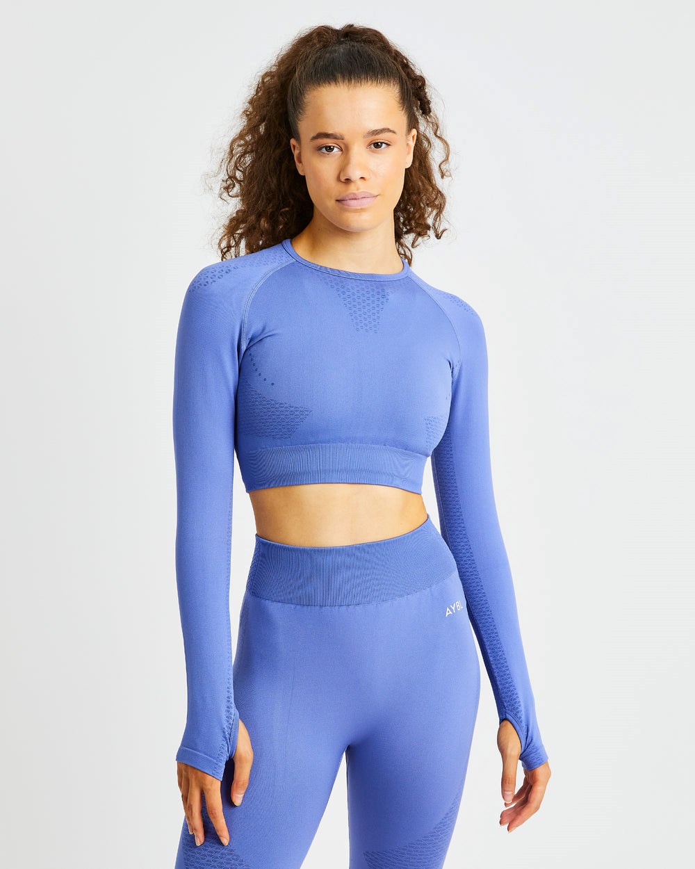 AYBL Ignite Seamless Long Sleeve Crop Top Azules | PGYVI1263