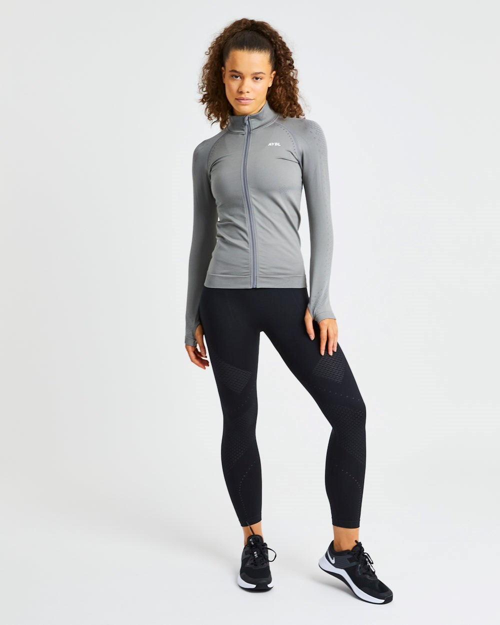 AYBL Ignite Seamless Zip Jacket Gris | VYQBL8754