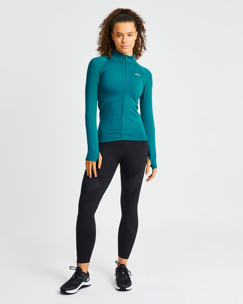 AYBL Ignite Seamless Zip Jacket Hyper Teal | RQDOA3496