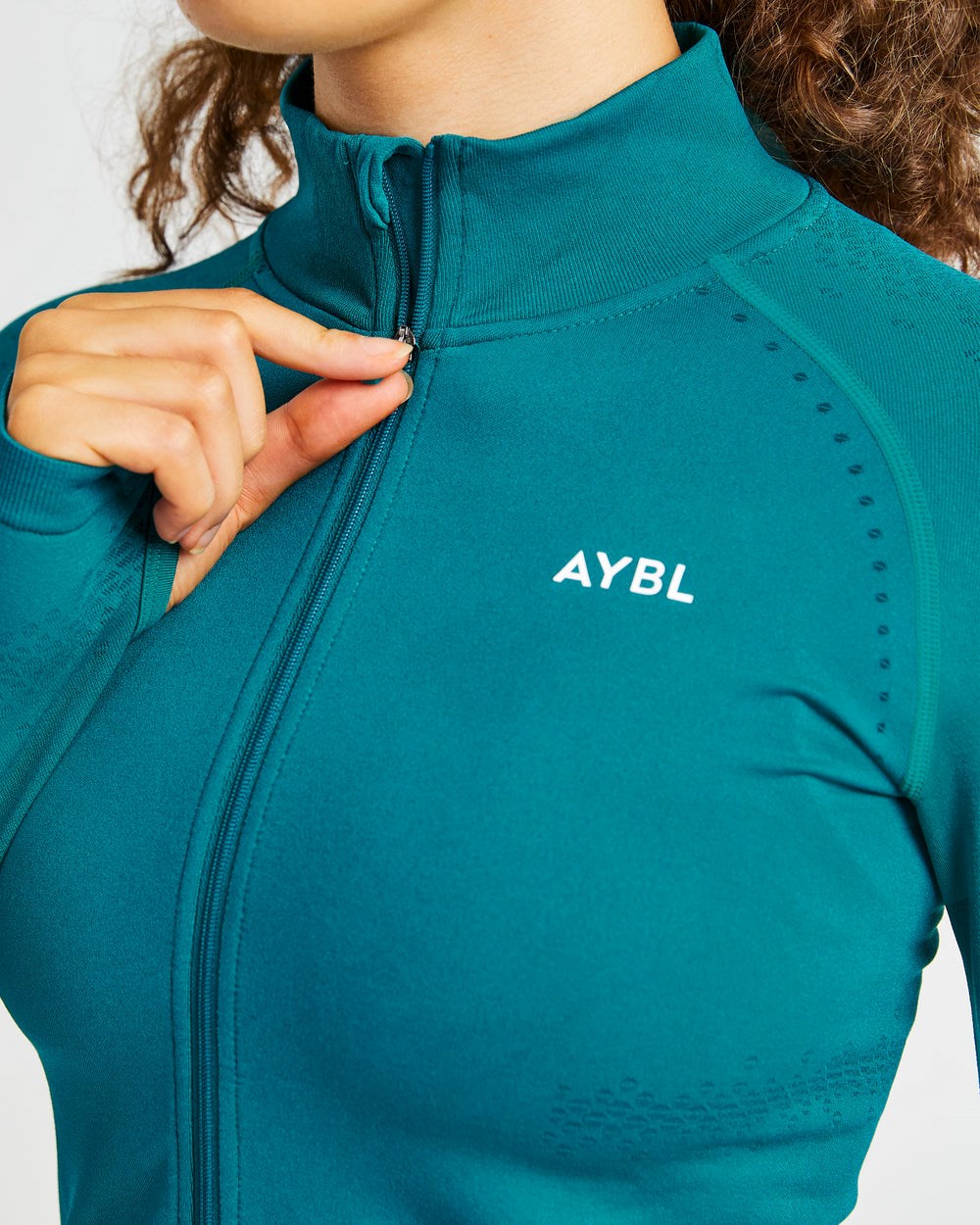 AYBL Ignite Seamless Zip Jacket Hyper Teal | RQDOA3496