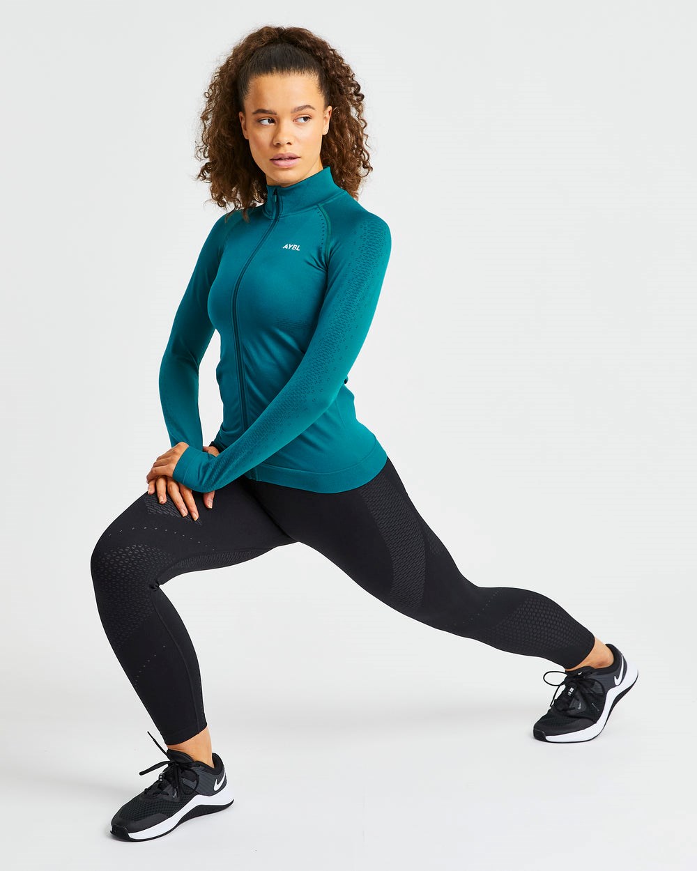 AYBL Ignite Seamless Zip Jacket Hyper Teal | RQDOA3496