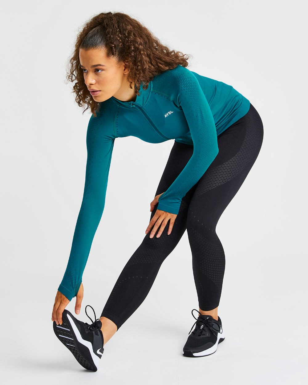 AYBL Ignite Seamless Zip Jacket Hyper Teal | RQDOA3496