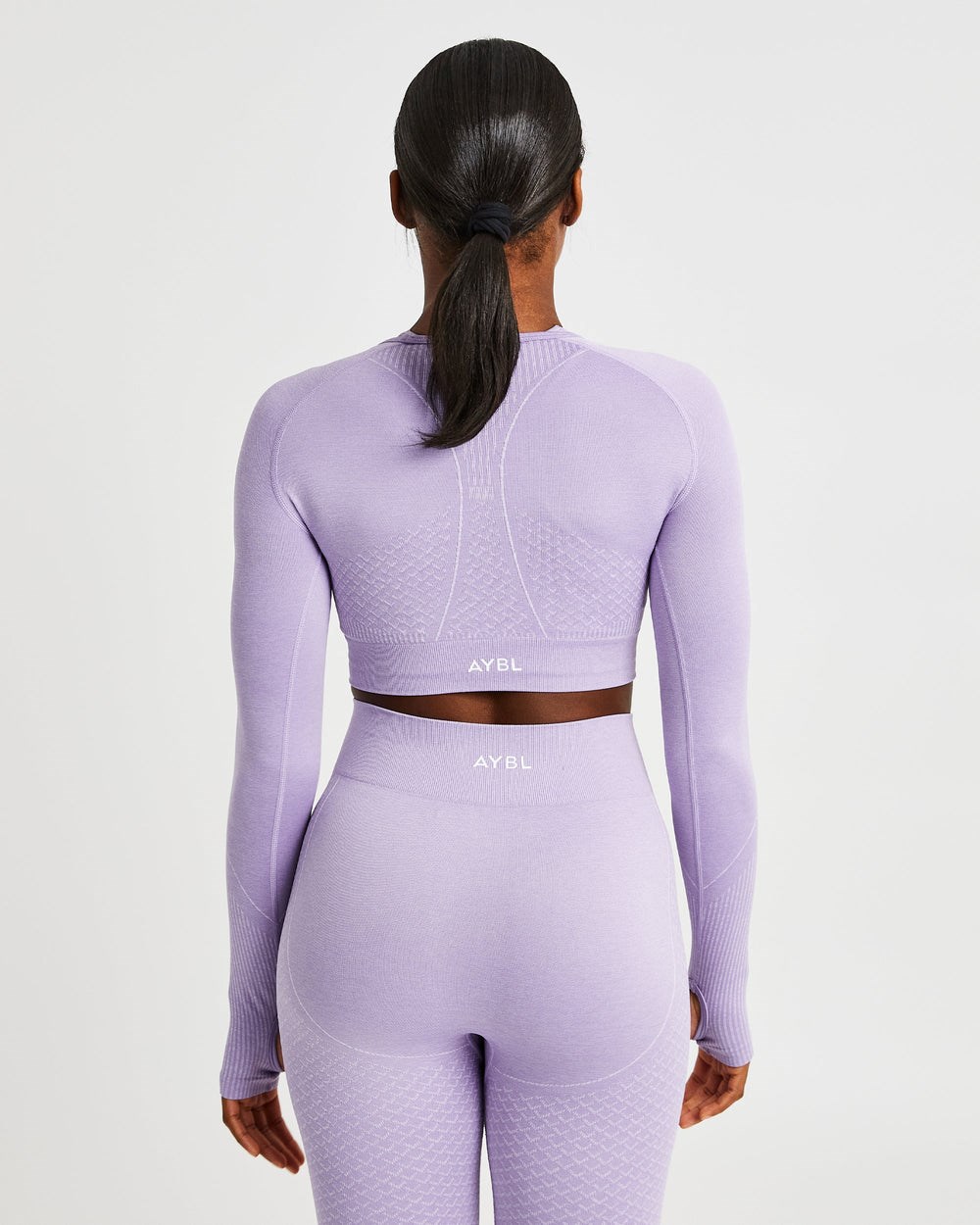 AYBL Impact Seamless Long Sleeve Crop Top Lilac | BZKGR1953