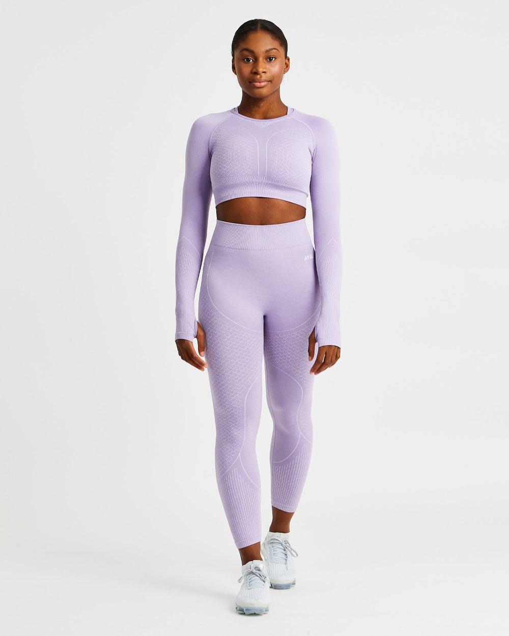 AYBL Impact Seamless Long Sleeve Crop Top Lilac | BZKGR1953