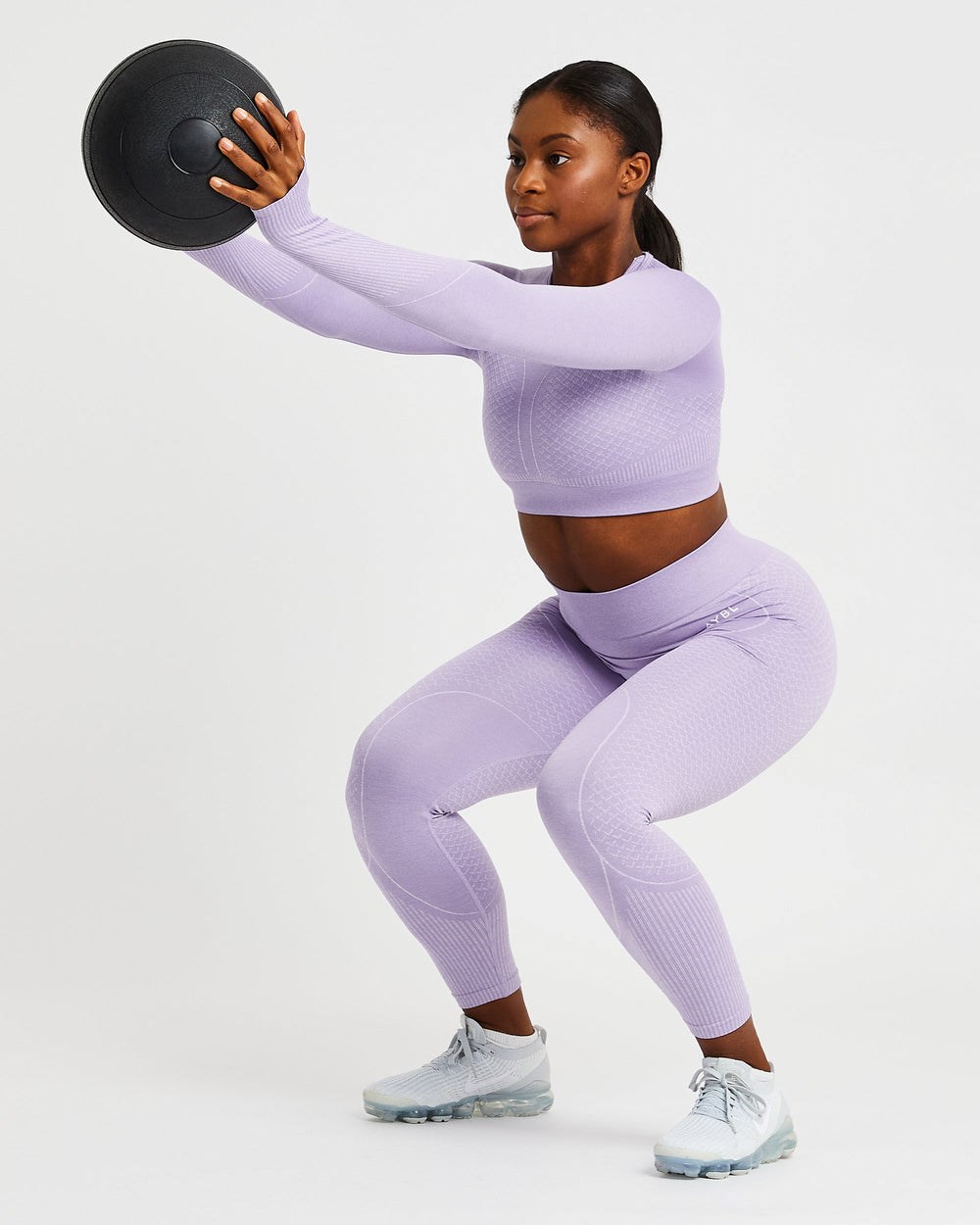 AYBL Impact Seamless Long Sleeve Crop Top Lilac | BZKGR1953