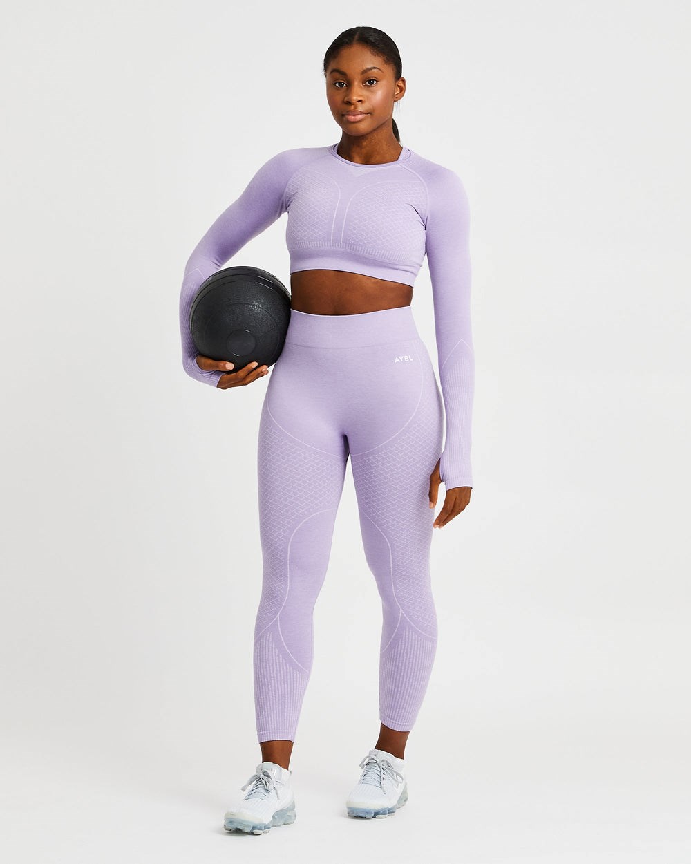 AYBL Impact Seamless Long Sleeve Crop Top Lilac | BZKGR1953