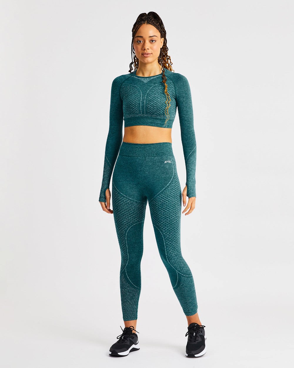 AYBL Impact Seamless Long Sleeve Crop Top Verde | CIJNX5218