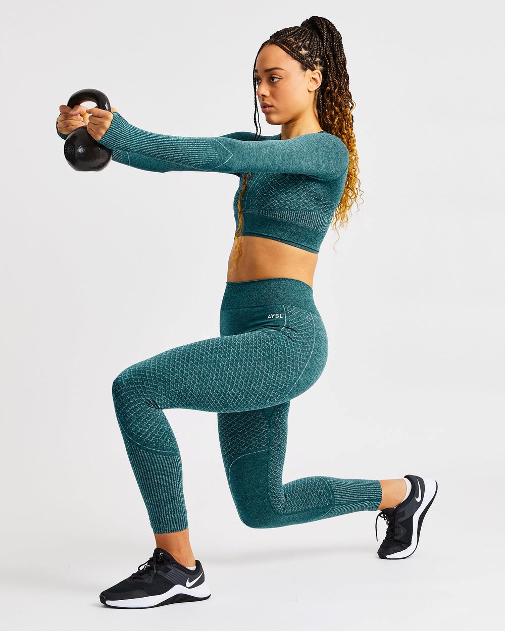 AYBL Impact Seamless Long Sleeve Crop Top Verde | CIJNX5218