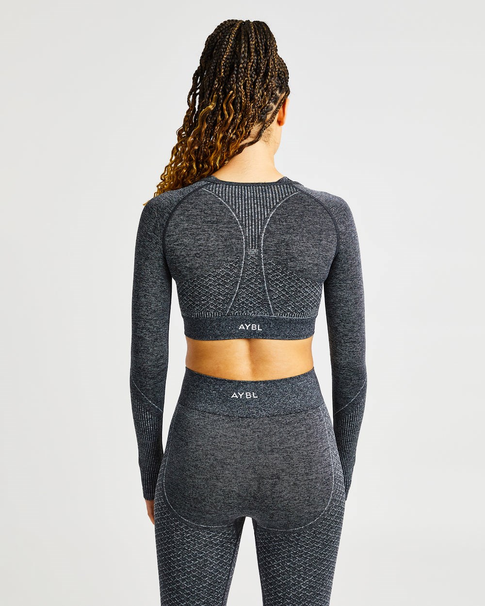 AYBL Impact Seamless Long Sleeve Crop Top Negras | KHMTY8756