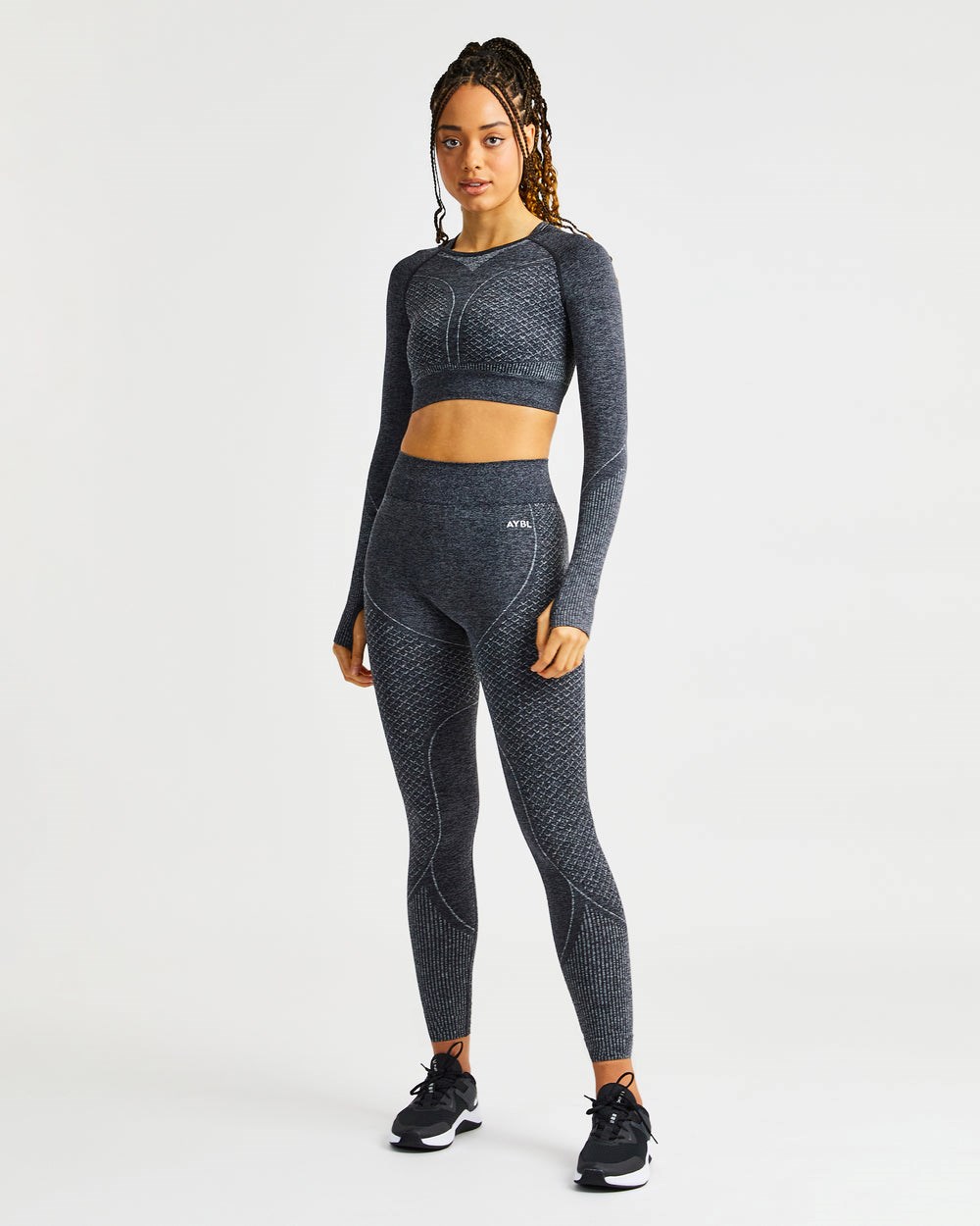 AYBL Impact Seamless Long Sleeve Crop Top Negras | KHMTY8756