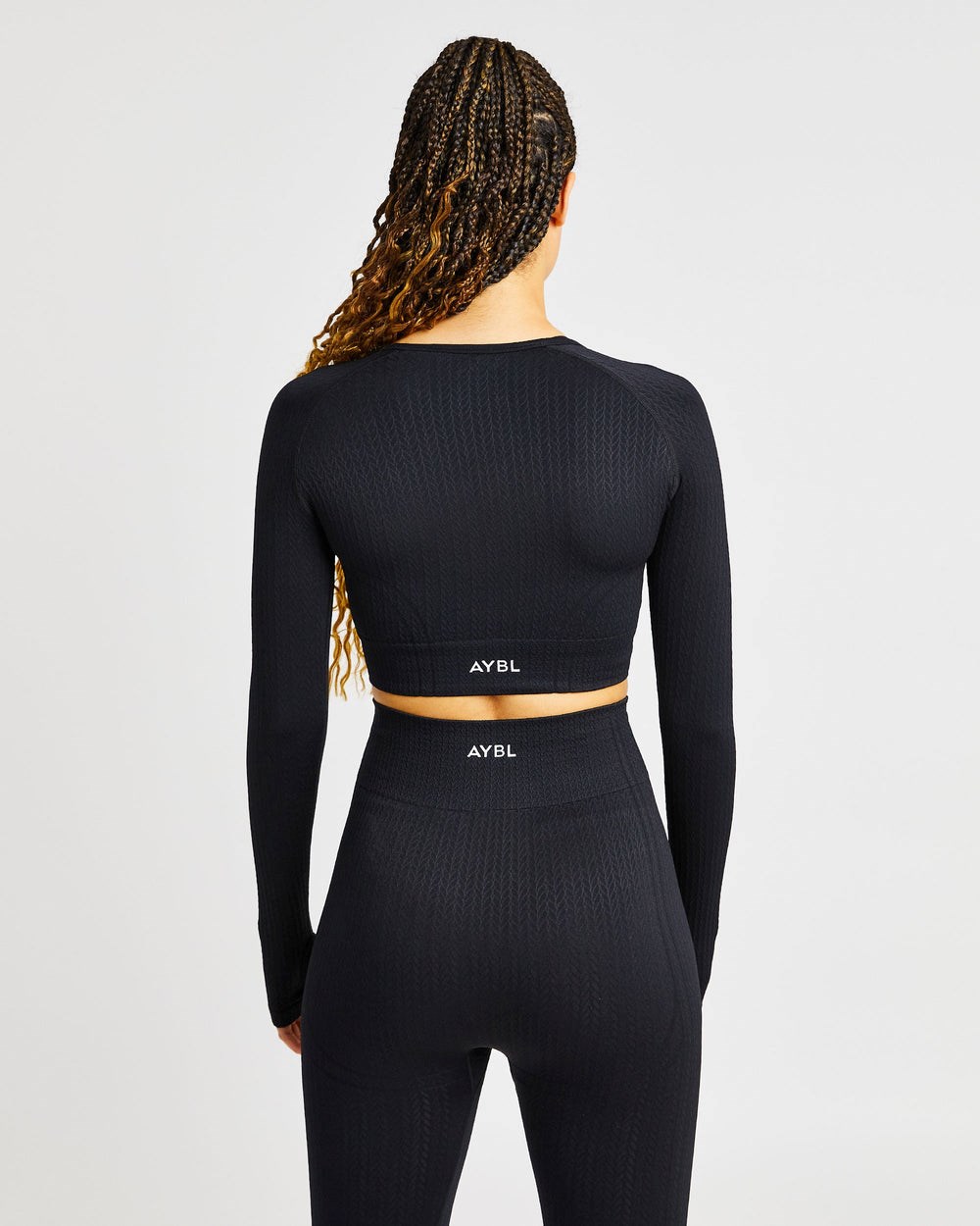 AYBL Luxe Seamless Long Sleeve Crop Top Negras | BZPNK9306