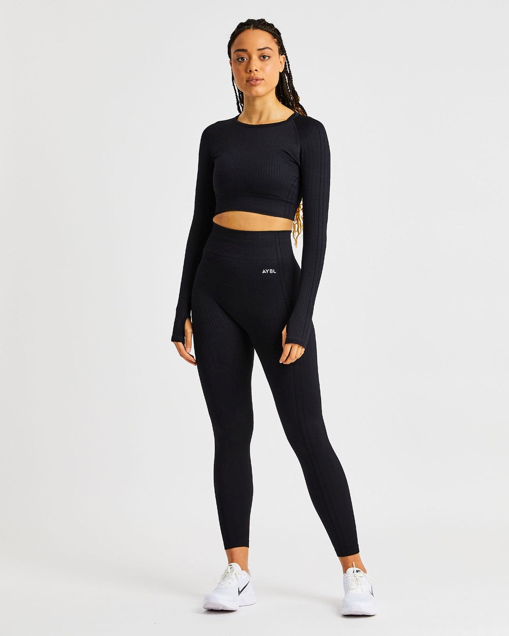 AYBL Luxe Seamless Long Sleeve Crop Top Negras | BZPNK9306