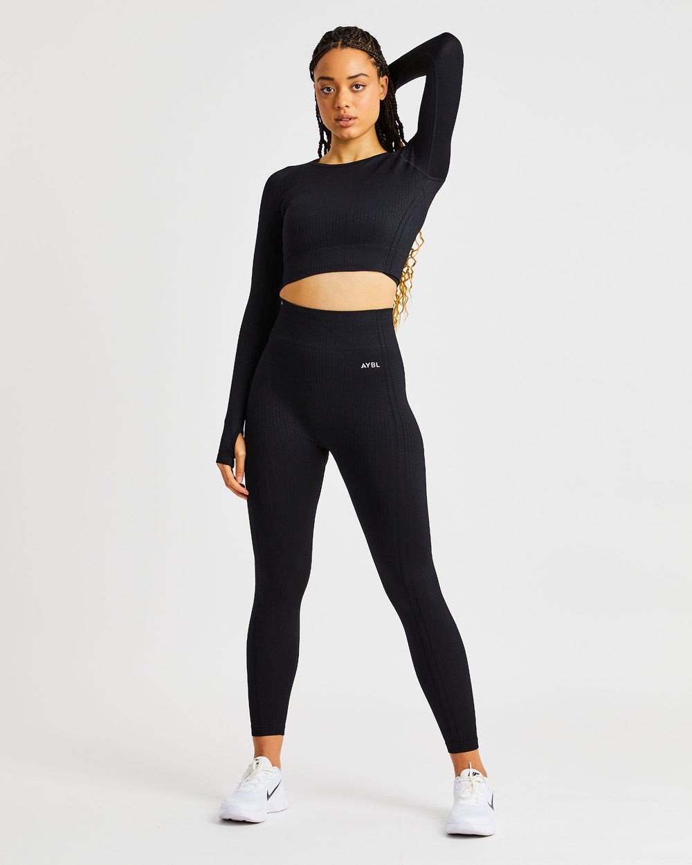 AYBL Luxe Seamless Long Sleeve Crop Top Negras | BZPNK9306